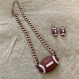 KATY PERRY 3D CRYSTAL FOOTBALL NECKLACE & EARRINGS